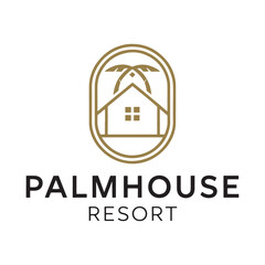 Fototapeta premium Palm Tree House, Palm tree house silhouette