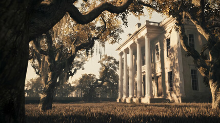 Abandoned Southern Plantation House At Golden Hour