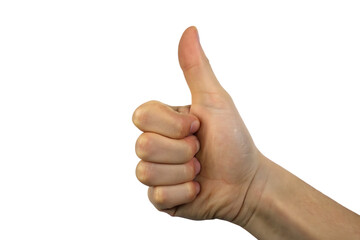 A real hand thumbs up gesture isolated on white background PNG