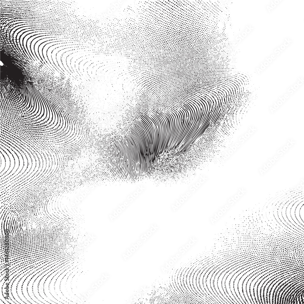 Poster abstract black and white swirling form a dynamic textured surface.