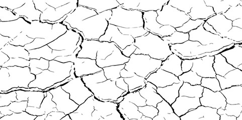 Ideal for Creating Earthquake-Related Design Effects.White, and Grey,Realistic Vector Textures of Earthquake-Damaged Land and Wall Surfaces with Cracks and Breaks in Black,
