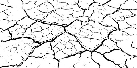 Ideal for Creating Earthquake-Related Design Effects.White, and Grey,Realistic Vector Textures of Earthquake-Damaged Land and Wall Surfaces with Cracks and Breaks in Black,
