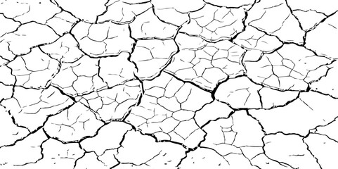 Ideal for Creating Earthquake-Related Design Effects.White, and Grey,Realistic Vector Textures of Earthquake-Damaged Land and Wall Surfaces with Cracks and Breaks in Black,
