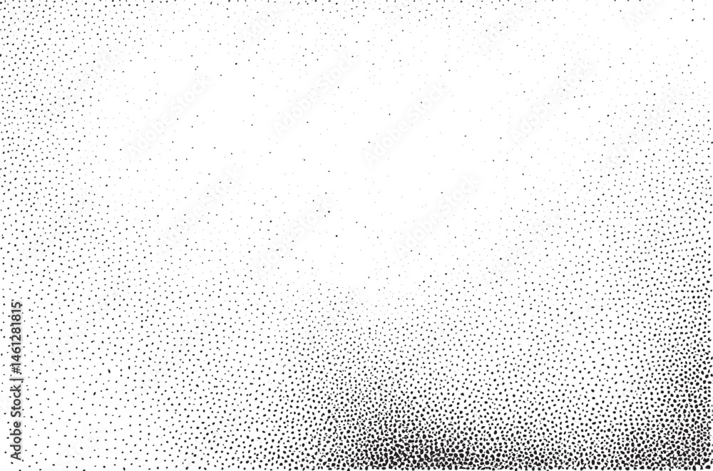 Poster dense white dots gradually transition into dark gray across a textured background.