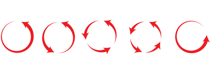 Circle arrow vector, icon set. Set of black arrows vector isolated on white background. Flat style icon recycle arrow symbol web graphic design. Rotation arrows icons. 