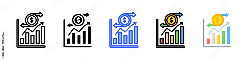 Poster stock exchange icon collection with multiple styles