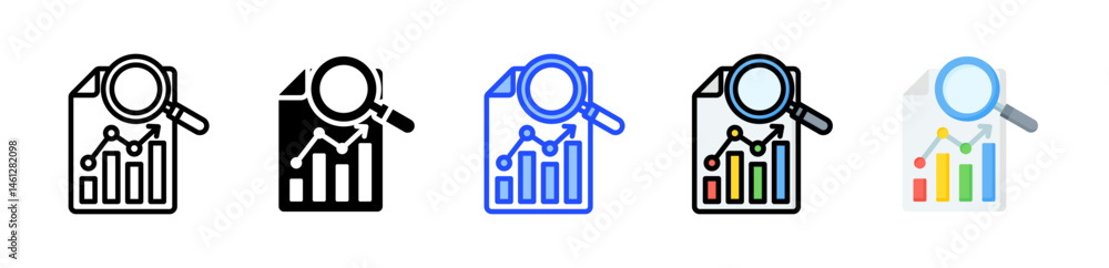 Poster market data icon collection with multiple styles