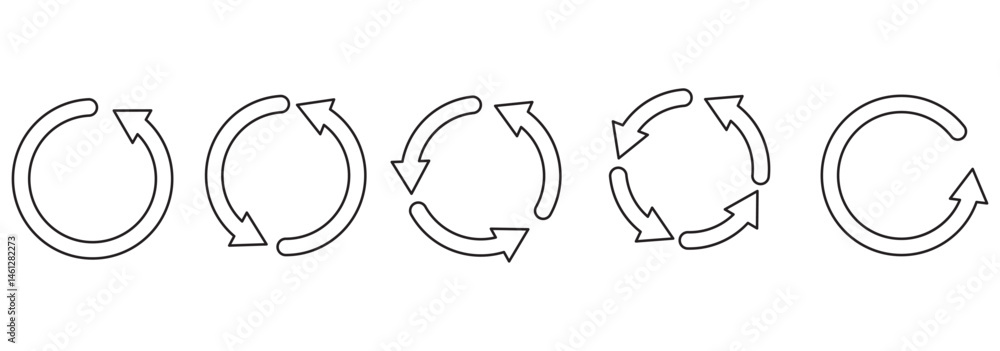 Poster refresh vector icon set black filled and outlined style. refresh, restart or reload vector symbol.