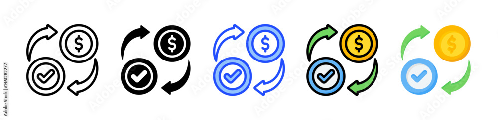 Aufkleber market correction icon collection with multiple styles