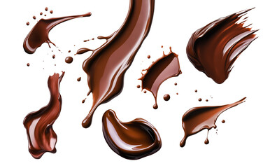 Rich Chocolate Splash Isolated on White Background Showcasing Dynamic Shape