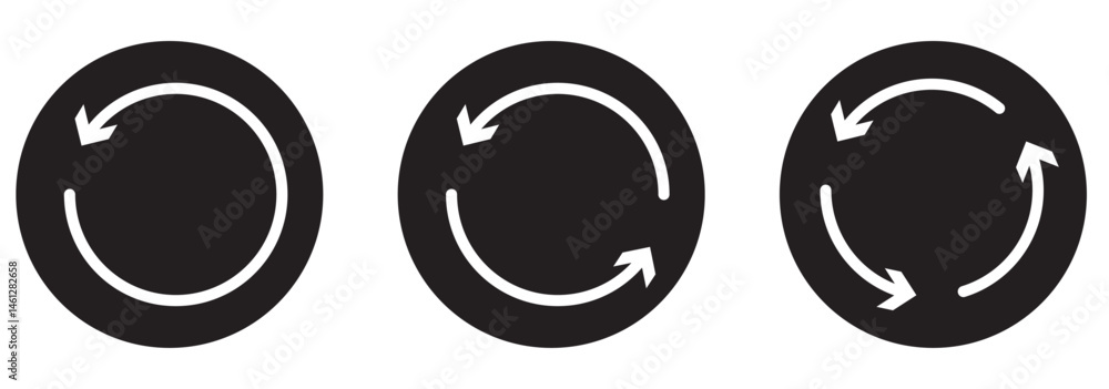 Poster refresh vector icon set black filled and outlined style. refresh, restart or reload vector symbol.