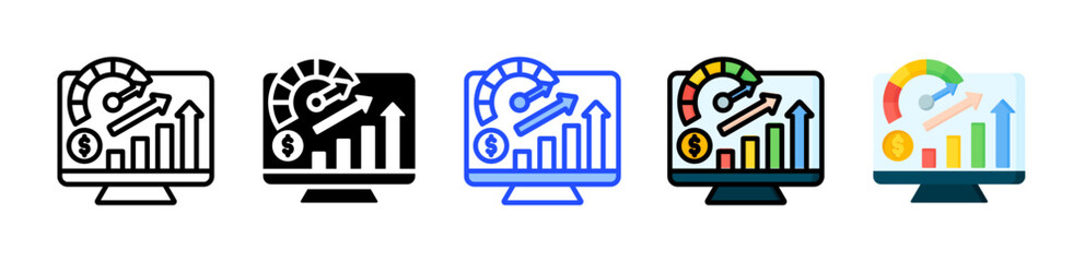 Stock Performance Icon Collection With Multiple Styles