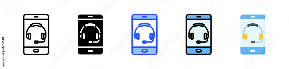 Poster customer support icon collection with multiple styles