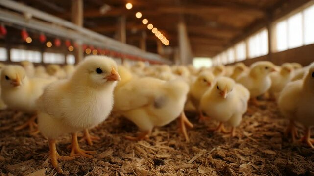 Captivating Close-Up of Adorable Baby Chicks in a Warm and Cozy Farm Setting