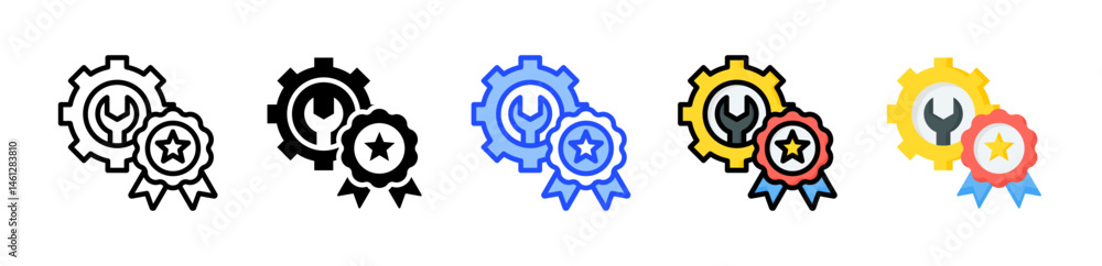 Poster service excellence icon collection with multiple styles