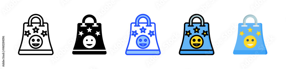 Poster satisfied customer icon collection with multiple styles