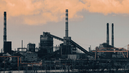 ruined street and destroyed houses in Ukraine
