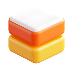 Stacked colorful cubes 3D render white orange yellow design