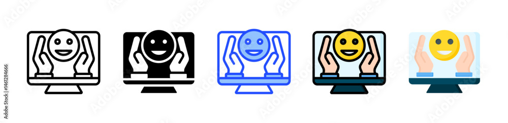 Poster delighted client icon collection with multiple styles