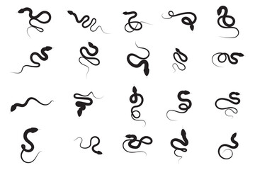 Fototapeta premium Snake silhouette set in black and white
