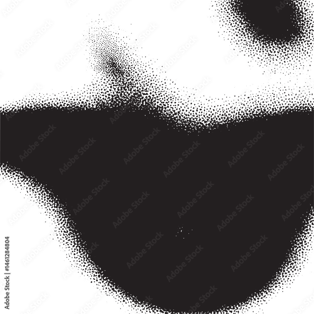 Poster a close-up portrait showcases a blurred face composed of numerous small black dots creating an abstr