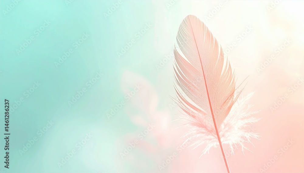 Aufkleber soft feather floating gracefully abstract background digital art calming atmosphere close-up view se