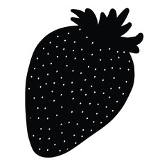 Cute cartoon hand drawn vector strawberry icon silhouette.