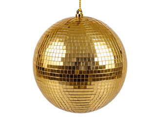 golden disco ball isolated on white background PNG