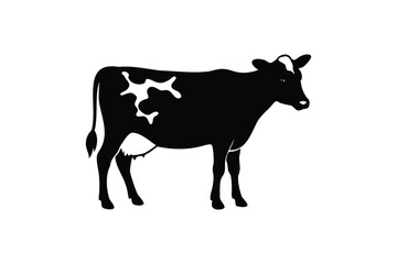 Fototapeta premium Whole Holstein spotted dairy cow icon silhouette on white background