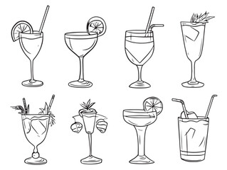 Daiquiri Food Line Art Vector Design for Menu Illustration