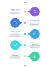 Vertical infographic timeline with icons and text. Flat design infographics for presentation slides.