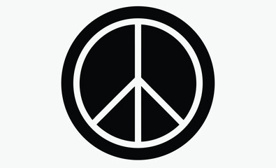 Peace symbol vector, black icon, simple peace sign, silhouette on white background, minimal design symbol