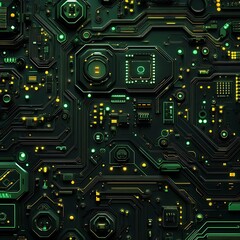 Fototapeta premium Intricate technological circuit board pattern.