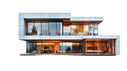 Cut out modern minimalist house with highly detailed texture, perfect for construction company websites, architectural firm portfolios and discussions on sustainable living, intricate details