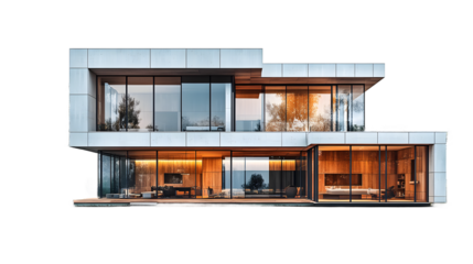 Cut out modern minimalist house with highly detailed texture, perfect for construction company websites, architectural firm portfolios and discussions on sustainable living, intricate details