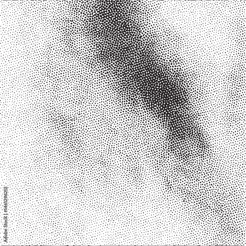 Poster dense black dots create a textured abstract on a white background.