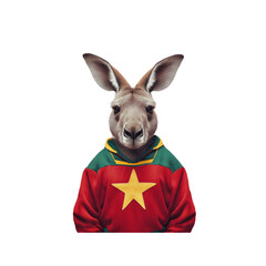 Kangaroo in a Rugby Jersey with a Star
