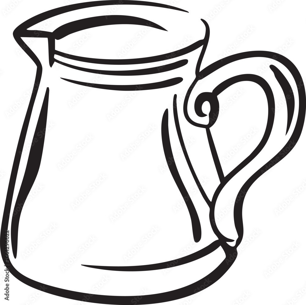 Poster a simple ceramic pitcher stands upright displaying a curved form.