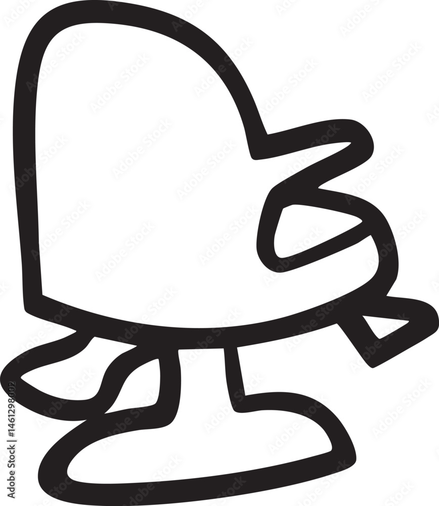 Aufkleber a simple black drawing depicts a stylized curved shape resting on three small rounded forms.