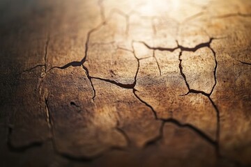 Obraz premium Close-up view of a textured wooden surface with deep cracks.