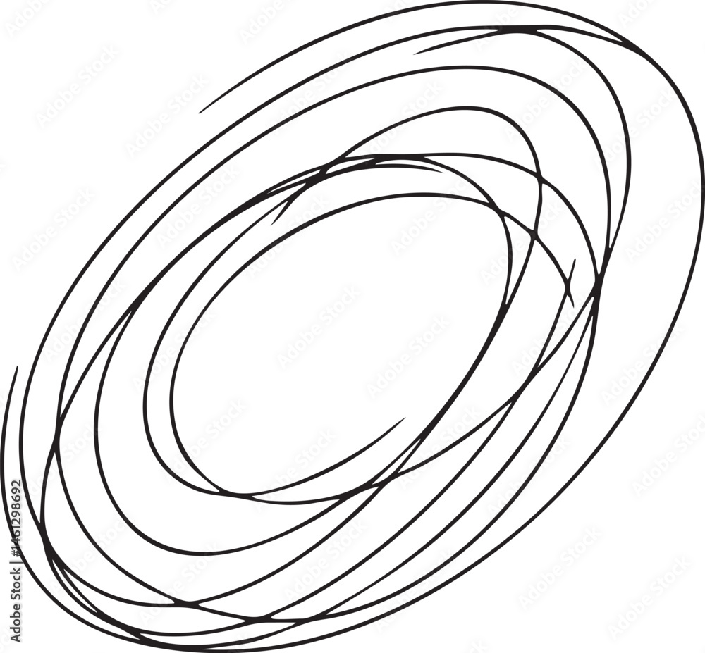 Poster a series of concentric curving lines create a dynamic spiral shape.