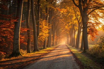 road in autumn forest