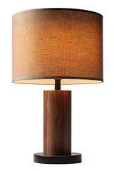 Professional photo of a modern table lamp with fabric shade with cut out background, sharp focus for home decor catalogs, styling tips and elements for lifestyle graphics, intricate details visible