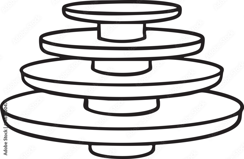 Poster a stack of circular plates gradually increases in size.