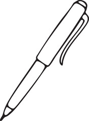 Obraz premium A simple black pen rests on a white background.