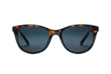A pair of sunglasses with dark lenses on transparent background, professional photo for fashion accessories, eye protection and summer visuals, sharp focus and highly detailed