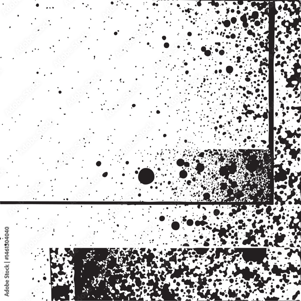 Poster a scattered collection of dark dots forms a fragmented abstract composition.