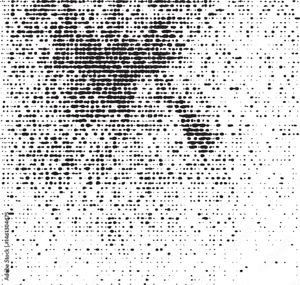 Poster a dense array of black dots dominates a white background creating an abstract