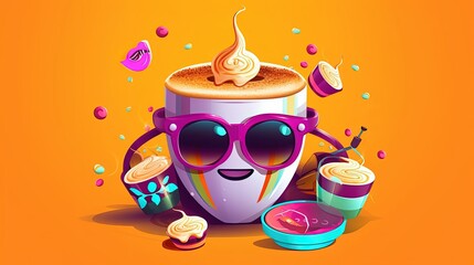 Playful coffee illustration – vibrant and whimsical café vibes