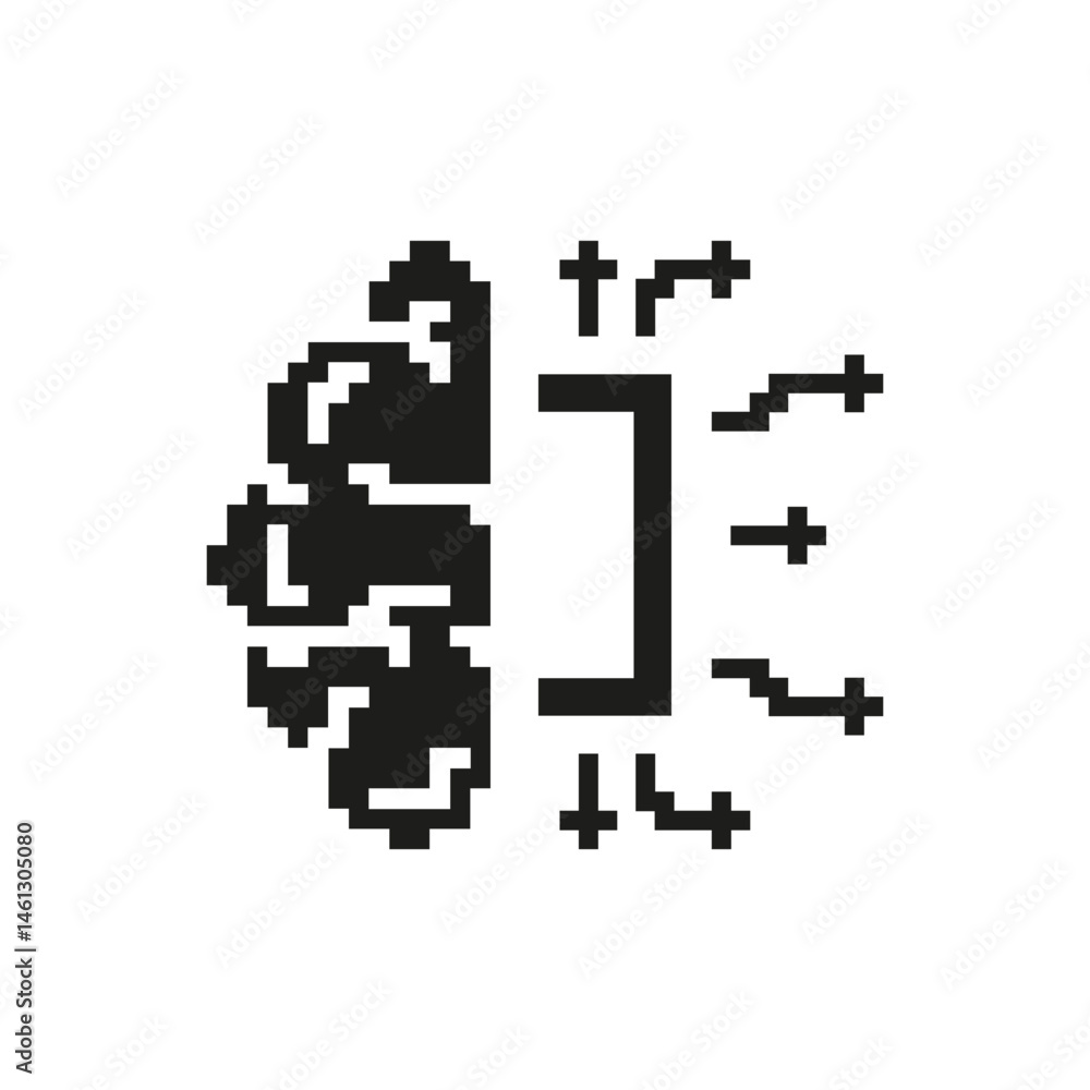 Poster artificial intelligence brain circuit icon. ai technology, machine learning, and neural network symb